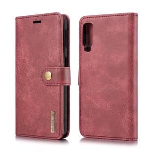 DG.MING Crazy Horse Texture Flip Detachable Magnetic Leather Case for Galaxy A7 (2018), with Holder & Card Slots & Wallet (Red)