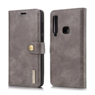 DG.MING Crazy Horse Texture Flip Detachable Magnetic Leather Case for Galaxy A9 (2018), with Holder & Card Slots & Wallet (Grey)