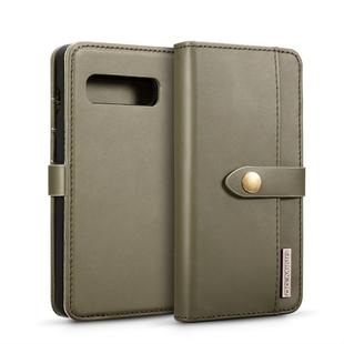 DG.MING Lambskin Detachable Horizontal Flip Magnetic Case for Galaxy S10, with Holder & Card Slots & Wallet (Green)