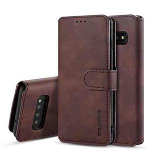 DG.MING Retro Oil Side Horizontal Flip Case for Galaxy S10, with Holder & Card Slots & Wallet (Coffee)