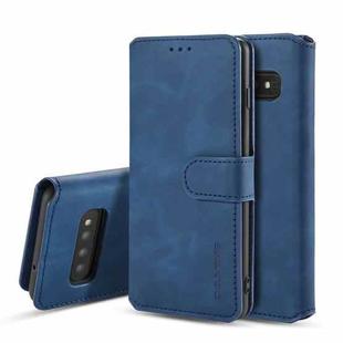 DG.MING Retro Oil Side Horizontal Flip Case for Galaxy S10, with Holder & Card Slots & Wallet (Blue)