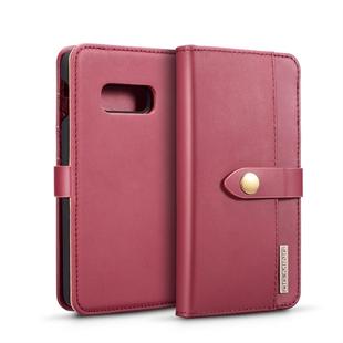 DG.MING Lambskin Detachable Horizontal Flip Magnetic Case for Galaxy S10 E, with Holder & Card Slots & Wallet(Red)