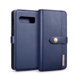 DG.MING Lambskin Detachable Horizontal Flip Magnetic Case for Galaxy S10 Plus, with Holder & Card Slots & Wallet (Blue)