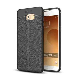 For Galaxy C9 Pro Litchi Texture Design Soft TPU Anti-skip Protective Cover Back Case(Black)