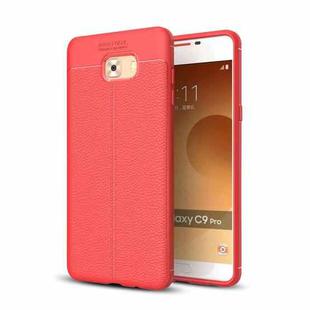 For Galaxy C9 Pro Litchi Texture Design Soft TPU Anti-skip Protective Cover Back Case(Red)