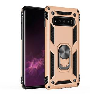 Sergeant Armor Shockproof TPU + PC Protective Case for Galaxy S10 Plus, with 360 Degree Rotation Holder(Gold)