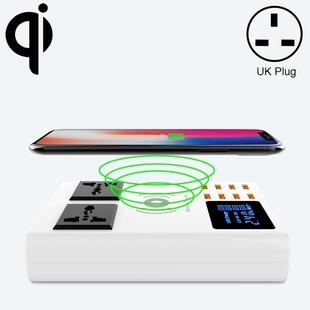 YC-CDA10W 10W Multi Port USB Intelligent Digital Display Fast Charging Wireless Charger, UK Plug