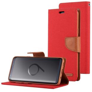 GOOSPERY CANVAS DIARY for Galaxy S9 Canvas Texture Horizontal Flip Leather Case with Holder & Card Slots & Wallet(Red)