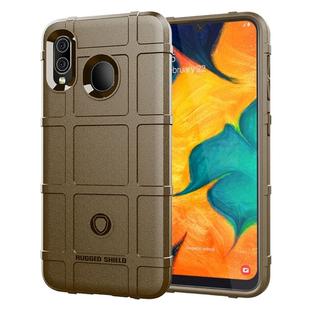 Shockproof Rugged  Shield Full Coverage Protective Silicone Case for Galaxy A30(Brown)