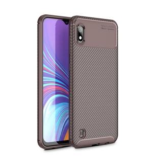 Beetle Series Carbon Fiber Texture Shockproof TPU Case for Galaxy A10(Brown)