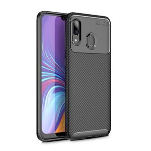 Beetle Series Carbon Fiber Texture Shockproof TPU Case for Galaxy A30(Black)