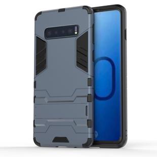 Shockproof PC + TPU Case for Galaxy S10, with Holder (Navy Blue)