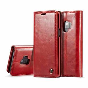 CaseMe-003 for Galaxy S9 PU + PC Business Style Crazy Horse Texture Horizontal Flip Leather Case with Holder & Card Slots & Wallet(Red)