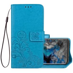 For Galaxy S9 Lucky Clover Pressed Flowers Pattern Horizontal Flip Leather Case with Holder & Card Slots & Wallet & Hand Strap (Blue)