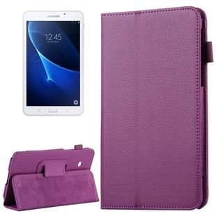 For Galaxy Tab A 7.0 / T280 Litchi Texture Magnetic Horizontal Flip Leather Case with Holder(Purple)