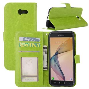 For Galaxy J7 (2017) (US Version) Crazy Horse Texture Horizontal Flip Leather Case with Holder & Card Slots & Wallet & Photo Frame (Green)