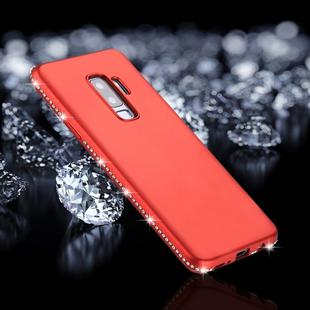 For Galaxy S9+ Crystal Decor Sides Frosted Soft TPU Protective Back Case(Red)