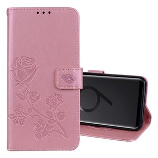 Rose Embossed Horizontal Flip Environmental PU Leather Case with Holder & Card Slots & Wallet for Galaxy S9+(Rose Gold)