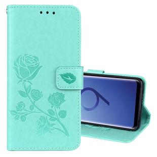 For Galaxy S9 Rose Embossed Horizontal Flip Environmental PU Leather Case with Holder & Card Slots & Wallet(Green)