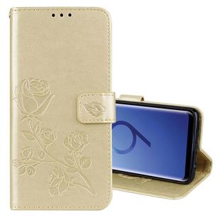 For Galaxy S9 Rose Embossed Horizontal Flip Environmental PU Leather Case with Holder & Card Slots & Wallet(Gold)
