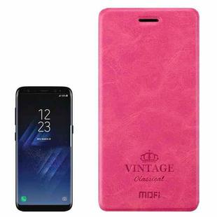 MOFI VINTAGE for Galaxy S8 + / G955 Crazy Horse Texture Horizontal Flip Leather Case with Card Slot & Holder(Magenta)