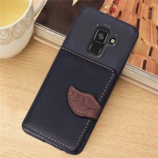 Leaf Style Magnetic Leather Case for Galaxy A8 (2018), with Holder & Card Slots & Wallet & Photo Frame (Black)