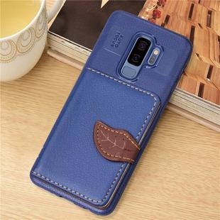 Leaf Style Magnetic Leather Case for Galaxy S9+, with Holder & Card Slots & Wallet & Photo Frame(Dark Blue)