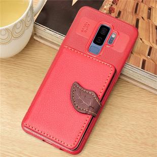 Leaf Style Magnetic Leather Case for Galaxy S9+, with Holder & Card Slots & Wallet & Photo Frame(Red)
