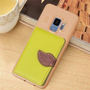 Leaf Style Magnetic Leather Case for Galaxy S9, with Holder & Card Slots & Wallet & Photo Frame(Green)
