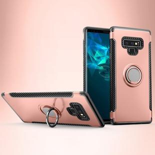 Magnetic Armor Protective Case for Galaxy Note 9, with 360 Degree Rotation Ring Holder(Rose Gold)