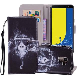 Chimpanzee Pattern Colored Drawing Horizontal Flip Leather Case for Galaxy J6 (EU Version) (2018), with Holder & Card Slots & Wallet & Lanyard