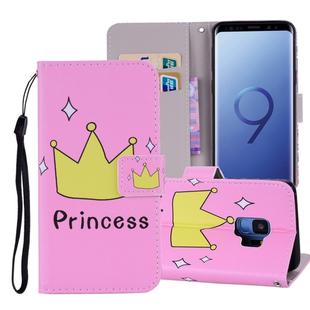 Crown Pattern Colored Drawing Horizontal Flip Leather Case for Galaxy S9, with Holder & Card Slots & Wallet & Lanyard