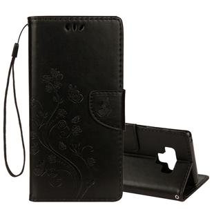 Embossed Butterfly Pattern Horizontal Flip Leather Case with Card Slot & Holder & Wallet & Lanyard For Galaxy Note9(Black)