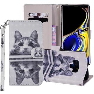 Cat In The Mirror Pattern Colored Drawing Horizontal Flip Leather Case for Galaxy Note9, with Holder & Card Slots & Wallet & Lanyard