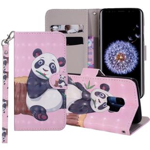 Panda Pattern Colored Drawing Horizontal Flip Leather Case for Galaxy S9, with Holder & Card Slots & Wallet & Lanyard
