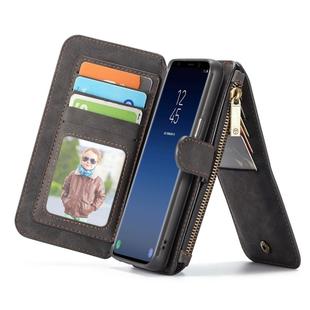 CaseMe for Galaxy S9 Crazy Horse Texcture Detachable Horizontal Flip Leather Case with Card Slot & Holder & Zipper Wallet & Photo Frame(Black)