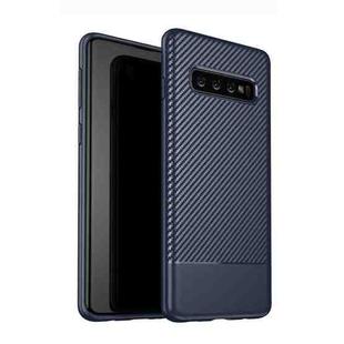 Lewei Series Carbon Fiber Texture TPU Protective Case for Galaxy S10 (Blue)