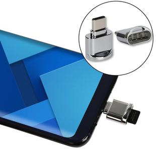 TF Card to USB-C / Type-C Male Aluminum Alloy OTG Adapter with Keychain(Grey)