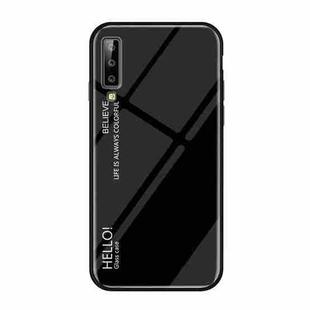 Gradient Color Glass Case for Galaxy A7 (2018) (Black)