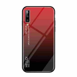 Gradient Color Glass Case for Galaxy A7 (2018) (Red)
