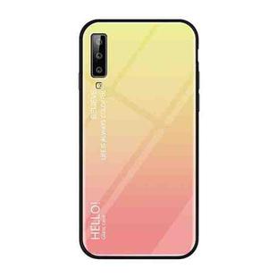 Gradient Color Glass Case for Galaxy A7 (2018) (Yellow)
