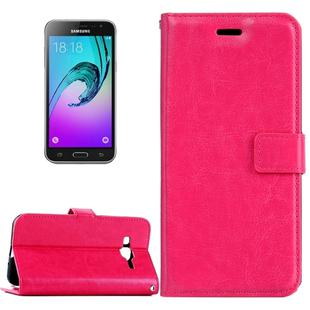 For Galaxy J3 (2016) / J310 Crazy Horse Texture Horizontal Flip Leather Case with Magnetic Buckle & Holder & Card Slots & Wallet & Photo Frame(Magenta)