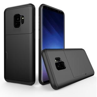 For Galaxy S9 TPU + PC Dropproof Protective Back Cover Case with Card Slot(Black)