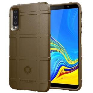Shockproof Protector Cover Full Coverage Silicone Case for Galaxy A7 2018 (Brown)