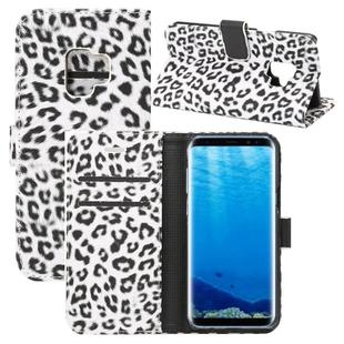 For Galaxy S9 Leopard Pattern PU + PC Horizontal Flip Leather Case with Holder & Card Slots & Wallet(White)