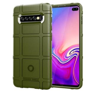 Shockproof Protector Cover Full Coverage Silicone Case for Galaxy S10+(Army Green)