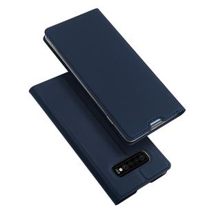 DUX DUCIS PU + TPU Horizontal Flip Leather Case for Galaxy S10, with Holder & Card Slots(Blue)