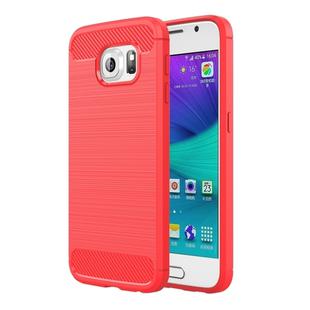 For Galaxy S6 / G920 Brushed Texture Fiber TPU Rugged Armor Protective Case(Red)