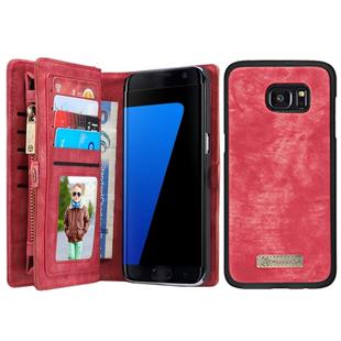 CaseMe for Galaxy S7 Edge / G935 Multifunctional Leather Billfold with Detachable Magnetic PC Back Protective Case & 10 Card Slots & 3 Cash Slots & 2 Photo Frames & 1 Zipper Wallet & 3 Magnetic Clasps & Holder(Red)