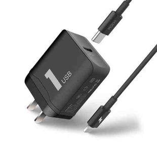 ROCK T12 Single Port PD Travel Charger + USB-C / Type-C to 8 Pin PD Fast Charging Cable(Black)